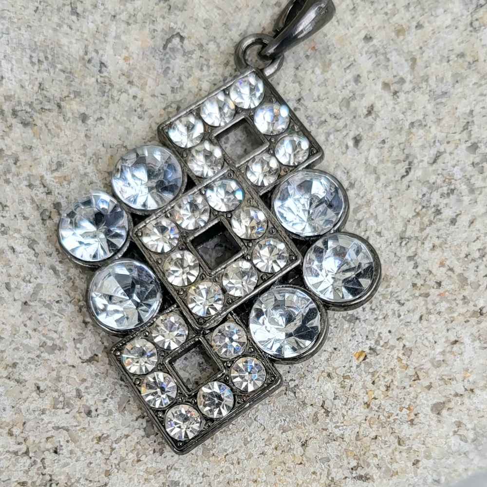 Silver Geometric Crystal Pendant